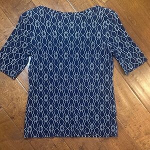 Charter Club Nautical Patterned Navy Top